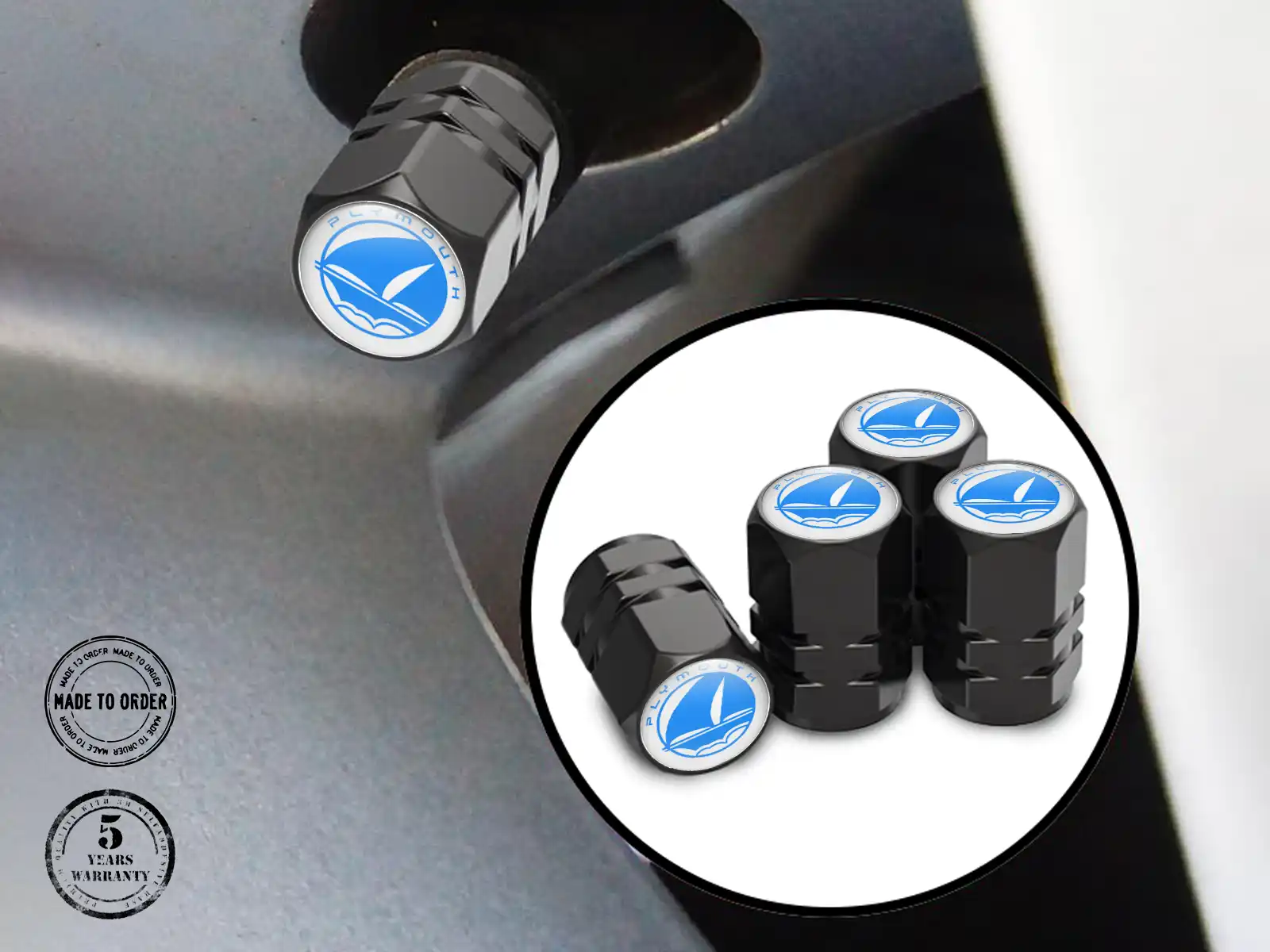 Plymouth Bouchons Valve Pour Voiture Style Métallique